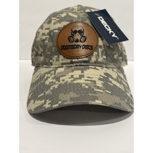 Doomsday Discs Camouflage Dad Hat Leather Patch Decky Gas Mask Tactical Golf